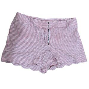 Loft Size 6 Pink Striped 4 Inch Shorts with Scalloped Hem